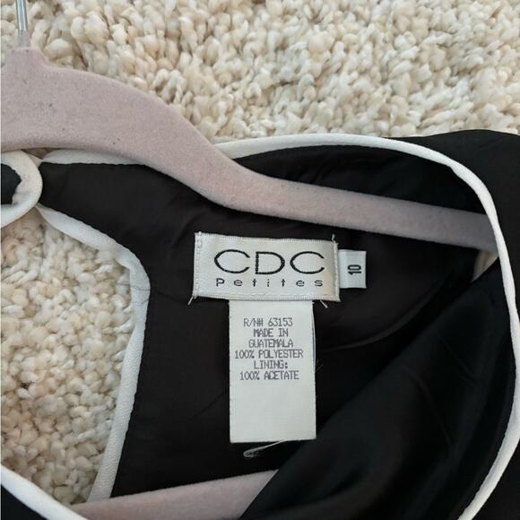 CDC Petites Vintage Little Black Dress with White Trim Size 10 - Picture 5 of 7